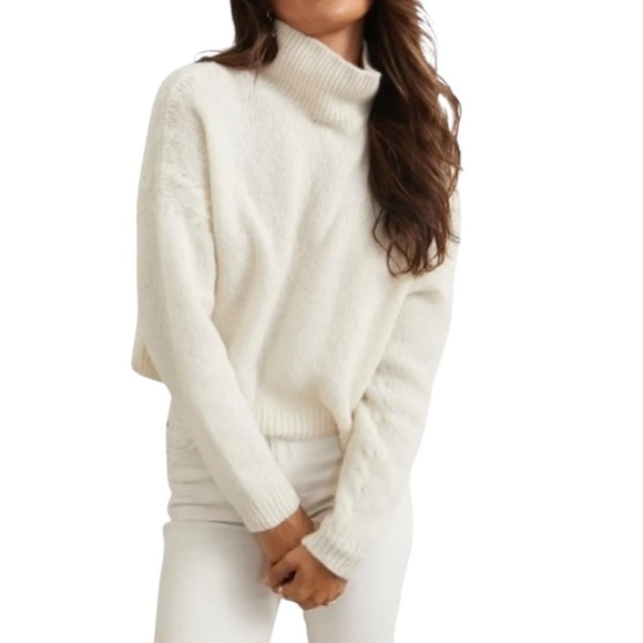 AMO Sweaters - AMO Ambition Cream Cropped Baby Alpaca Blend Sweater